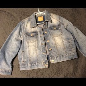 Cropped light stretch denim jacket - size XL